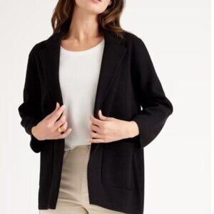 QUINCE 100% Organic Cotton Knit Blazer with Pockets Black Size Large